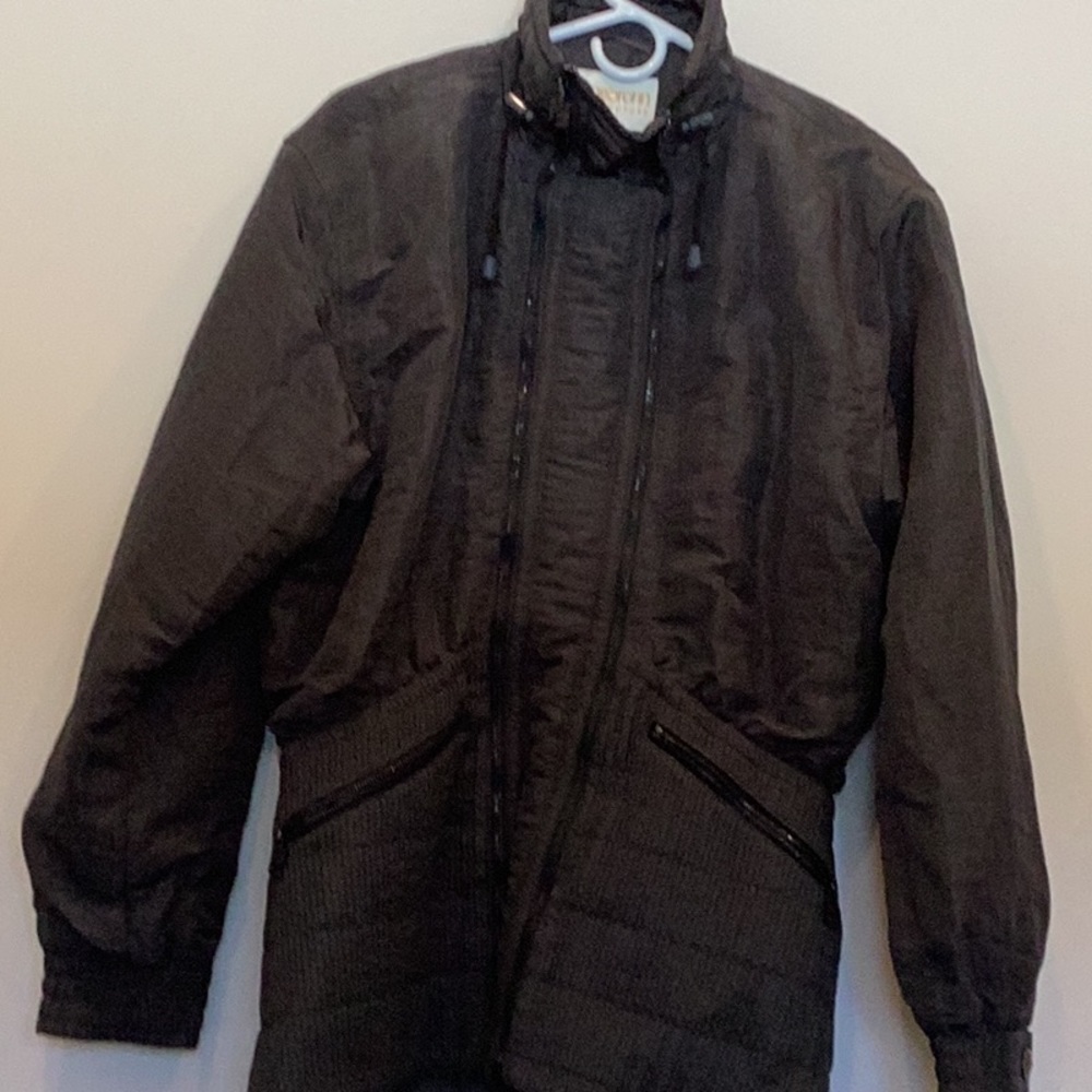 Vintage Steinebrom Sport Couture Blk  double zip below the hip crinkle Ski Jkt.